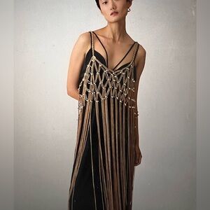 Anthropologie Beaded Fringe Cami